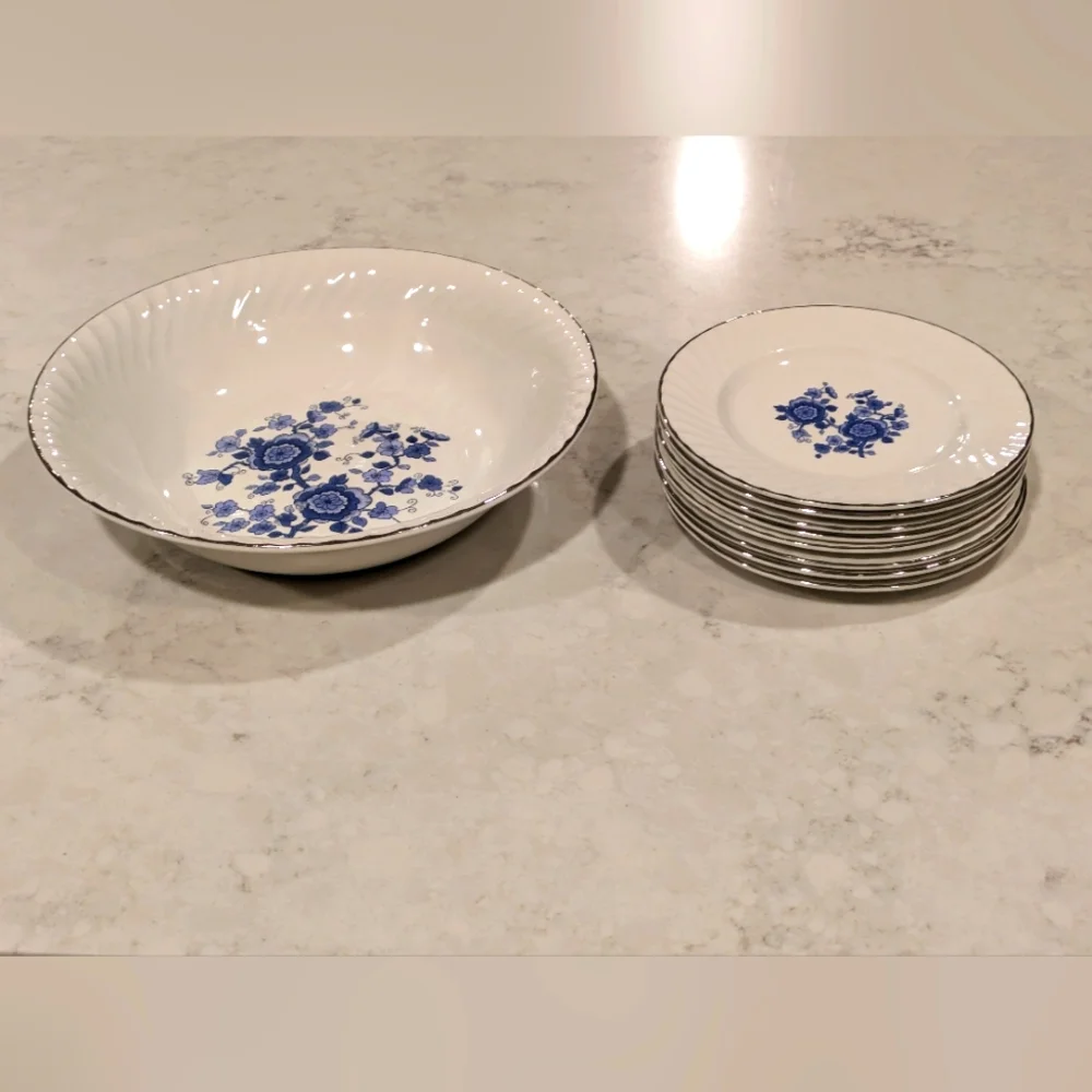 7Pc. Vintagntage Royal Blue Ironstone 8 Bread Desert 6